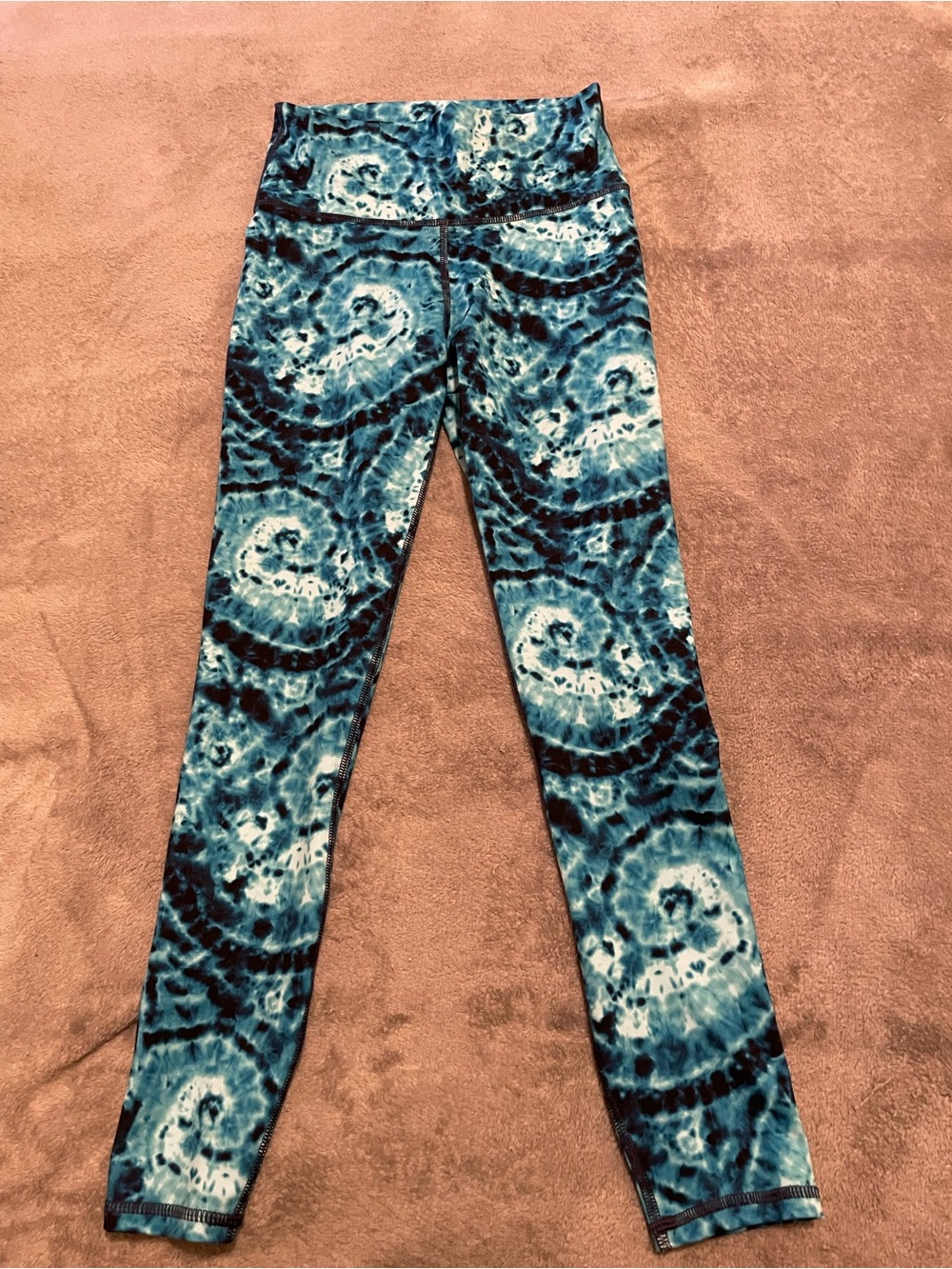 Fabletics Blue Tie-Dye Spiral Leggings